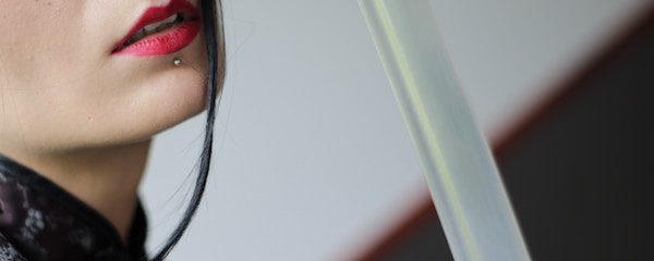 woman with cyber bites piercing