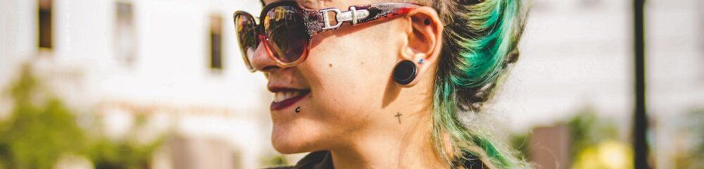 Woman with side labret piercing