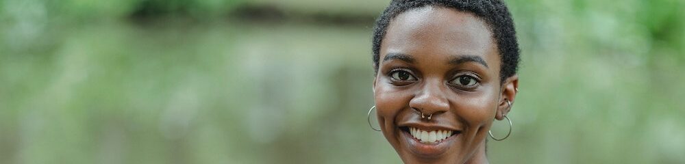 Woman with a septum piercing