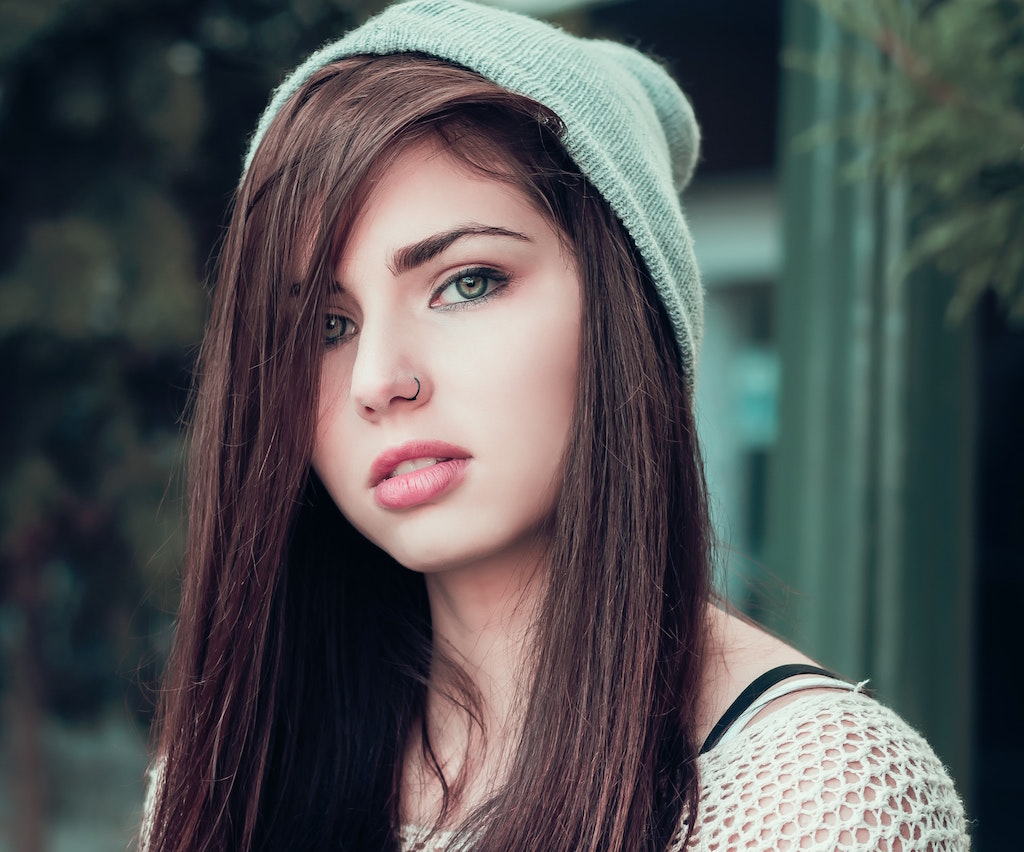 woman with a nose piercing