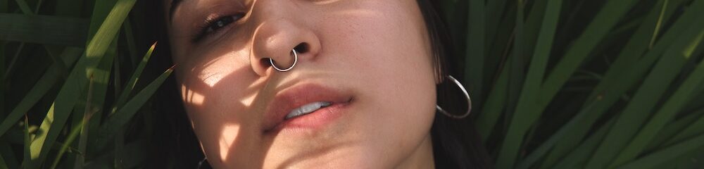 Woman with septum piercing