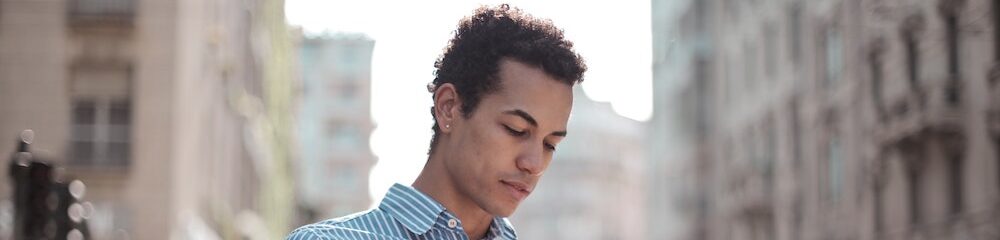 Man with single lobe piercing