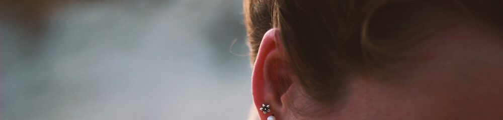 Close up of lobe with double piercing