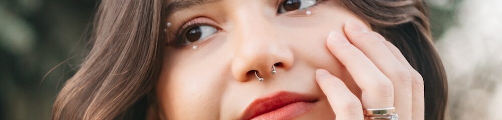 Woman with labret piercing